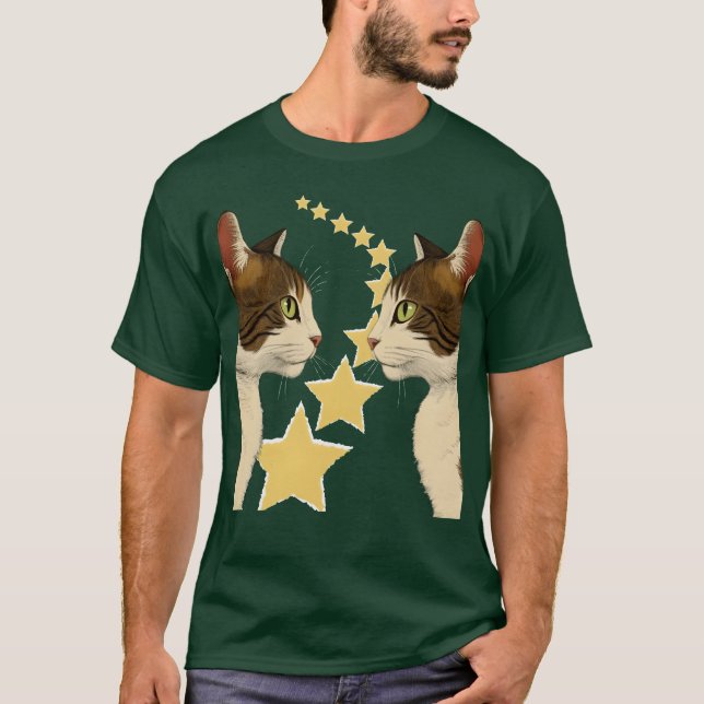 Vintagen Speglade katter T Shirt (Framsida)