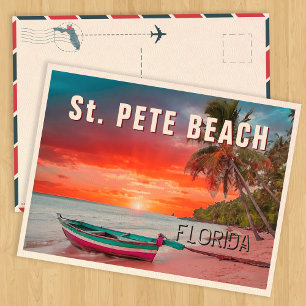 Vintagen St. Pete Beach Florida Handflatan Träd Be Vykort