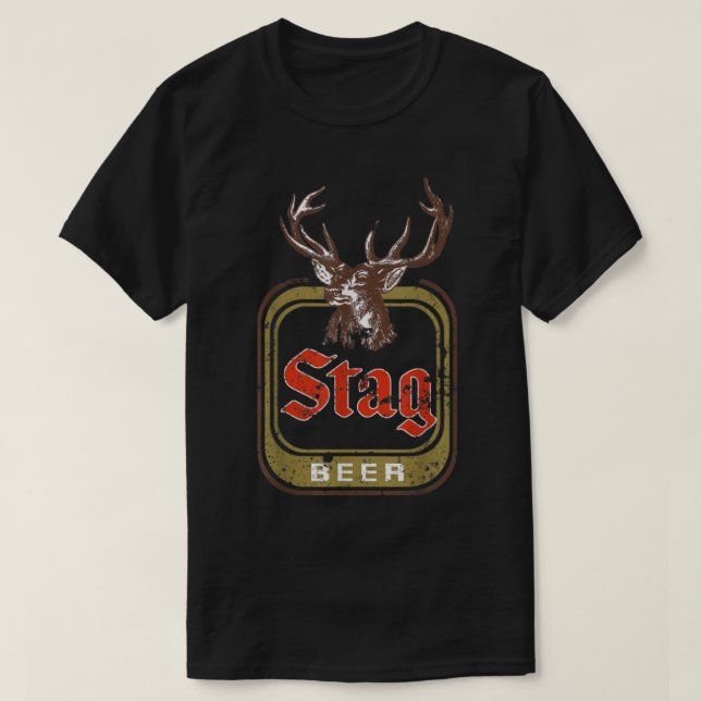 Vintagen Stag Beer T Shirt (Design framsida)