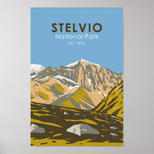 Vintagen Stelvio National Park Italien Central Alp Poster