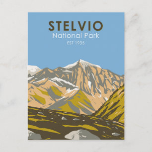 Vintagen Stelvio National Park Italien Central Alp Vykort