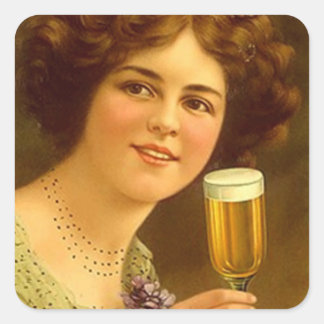Vintagen Sticker Stemware Sipping Dam Advertising Fyrkantigt Klistermärke