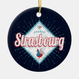 Vintagen Strasbourg Grand Est Frankrike Retro Tupp Julgransprydnad Keramik