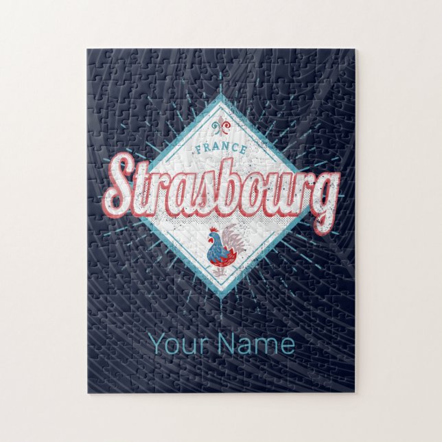 Vintagen Strasbourg Grand Est Frankrike Retro Tupp Pussel (Vertikal)