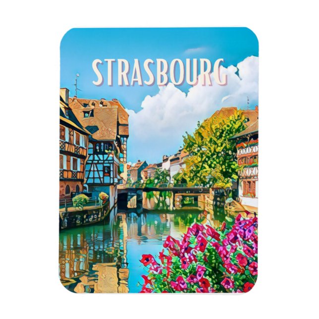 Vintagen Strasbourg Photo Magnet (Vertikal)