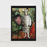 Vintagen "Strawberry Beer Guy Greeting Card" Ephem