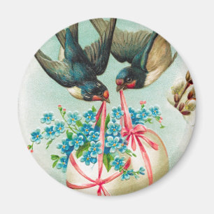 Vintagen Sväljer Påskäggen Koppla och Blommigt Magnet