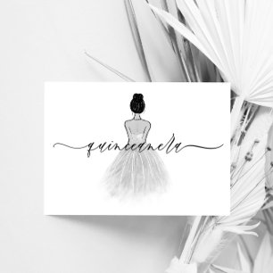 Vintagen Svartvitt Elegant Classic Quinceanera Inbjudningar