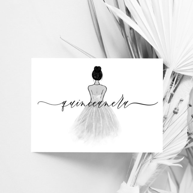Vintagen Svartvitt Elegant Classic Quinceanera Inbjudningar (Skapare uppladdad)