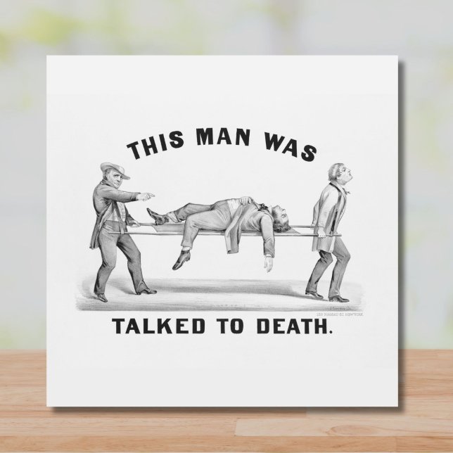Vintagen "Talked to Death" Art Introvert Joke Kakelplatta (The perfect accent for an introvert, quiet or antisocial person. Funny and original!)