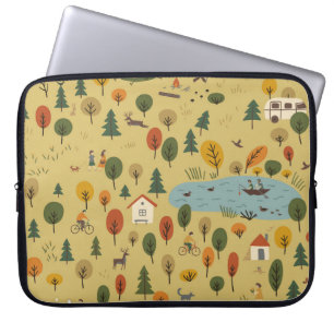 Vintagen Tapet på höstskogen Animals Laptop Fodral