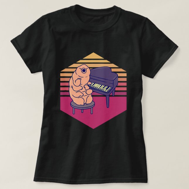 Vintagen Tardigrade Plstickande Piano T Shirt (Design framsida)