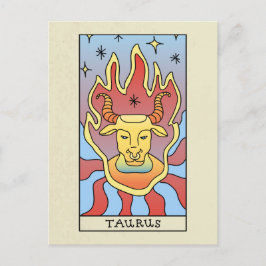 Vintagen Taurus Zodiac Sign Abstrakt Art Vykort