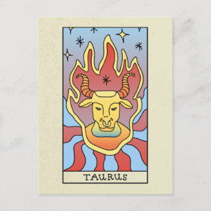 Vintagen Taurus Zodiac Sign Abstrakt Art Vykort