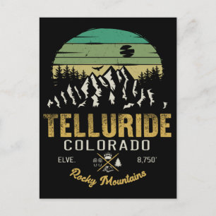 Vintagen Telluride Colorado Mountain Retro Vykort