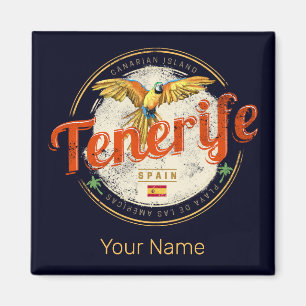 Vintagen Teneriffa och Parrot Kanarieöarna Spanien Magnet