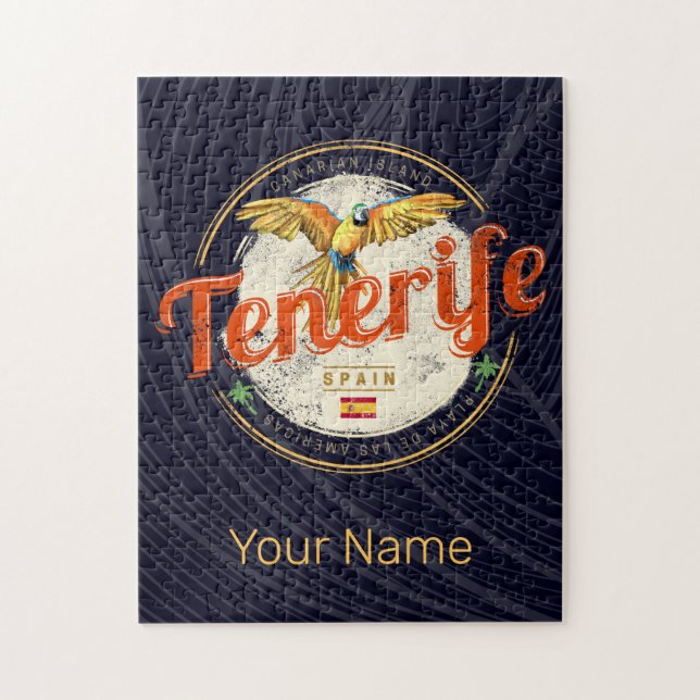 Vintagen Teneriffa och Parrot Kanarieöarna Spanien Pussel (Vertikal)