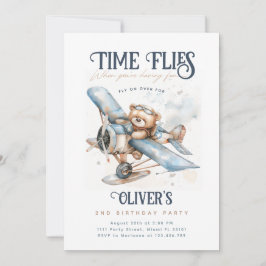 Vintagen Tidsplan Flygplanets Nalle födelsedag Inbjudningar