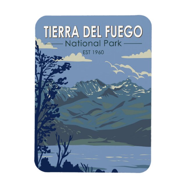 Vintagen Tierra Del Fuego nationalpark Argentina Magnet (Vertikal)
