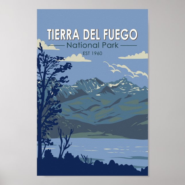 Vintagen Tierra Del Fuego nationalpark Argentina Poster (Framsidan)
