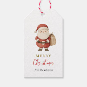 Vintagen Tomt jul, gryt vattenfärg Presentetikett