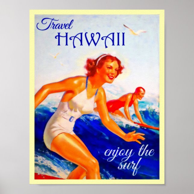 Vintagen Travel Hawaii Poster (Framsidan)