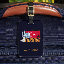 Vintagen Türkiye Istanbul Flagga Turkey Souvenir Bagagebricka