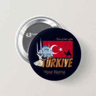 Vintagen Türkiye Istanbul Flagga Turkey Souvenir Knapp