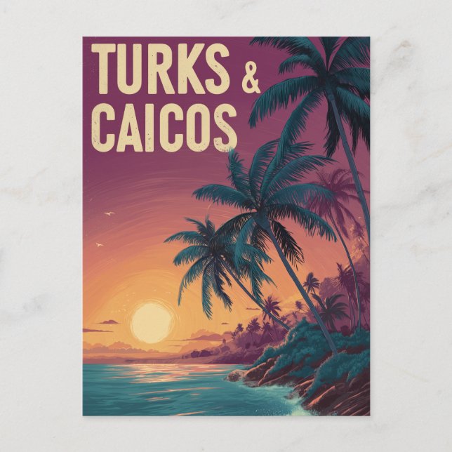 Vintagen Turks- och Caicosöarna Vykort (Framsida)