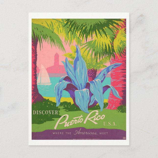 vintagen "Upptäck Puerto Rico" Vykort (Framsida)