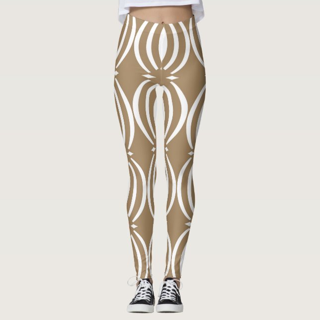 Vintagen Vågigt Linjernas geometriska utformning Leggings (Framsida)