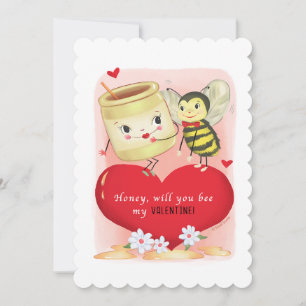 Vintagen Valentine för honung och bin Julkort