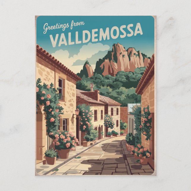 Vintagen Valldemossa Mallorca Vykort (Framsida)