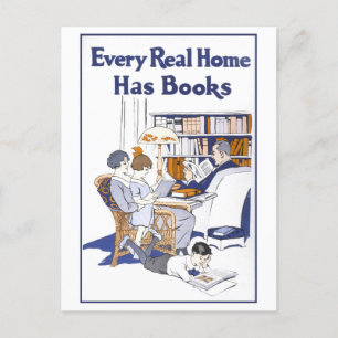 Vintagen "Varje riktigt hem har Bokar" Poster Vykort