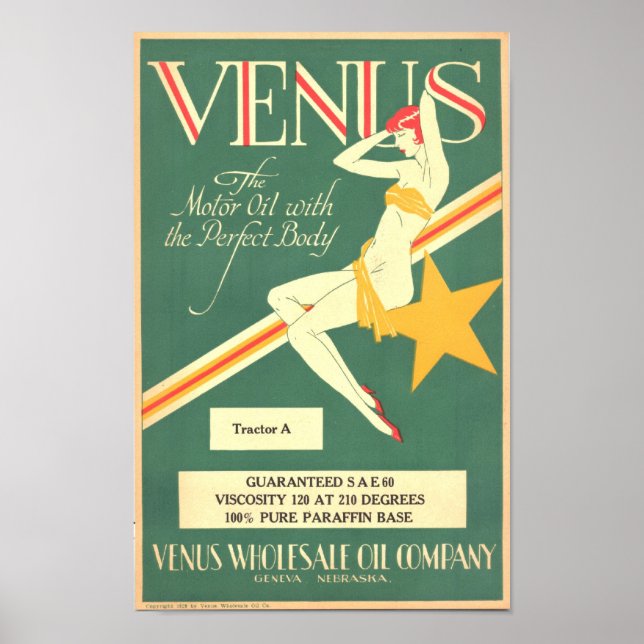 Vintagen "Venus" Poster motorolja (Framsidan)