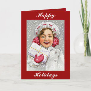 Vintagen Victorian Girl Greeti Helgkort