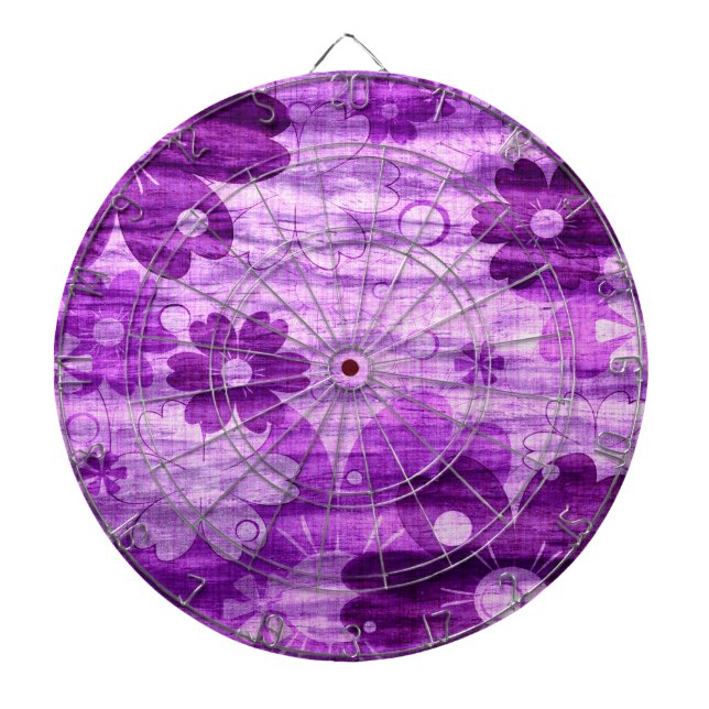 Vintagen Violet Blommigt Darttavla (Framsidan)