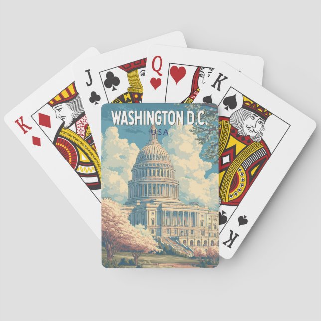 Vintagen Washington DC Huvudstad Travel Art Casinokort (Baksidan)