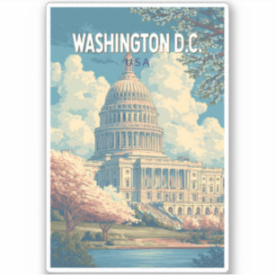 Vintagen Washington DC Huvudstad Travel Art Klistermärken