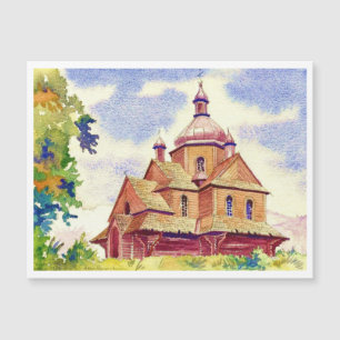 Vintagen Watercolor för ukrainska träkyrkan