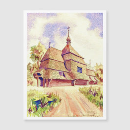 Vintagen Watercolor för ukrainska träkyrkan