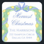 Vintagen Watercolor God jul Garland Fyrkantigt Klistermärke<br><div class="desc">Vattenfärgsfästen God jul Garland Vintage Square-fästet. Denna vackra julklapp har vattenfärgade julgranar med vita bogar och Bedford-besättningar. Det är perfekt om man är tittar för klassiska,  sydliga,  mormeniska julklistermärken. Meddelande mig om du behöver justera eller matcha objekt:)</div>