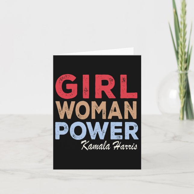 Vintagen Woman Power Kamala Harris Retro Kort (Framsida)
