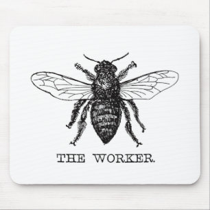 Vintagen Worker Bee Black White Bumblebee Musmatta