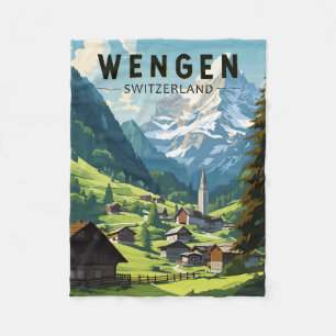 Vintagen WSchengen Schweiz Travel Art Fleecefilt