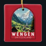 Vintagen WSchengen Schweiz Travel Art Julgransprydnad Keramik<br><div class="desc">Resedesign för Schengenreflektor. WSchengen är en schweizisk alpby i Bernese Oberland. Den är känd för sina träkedjor och klockeliga epoque-hotell.</div>