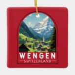 Vintagen WSchengen Schweiz Travel Art Julgransprydnad Keramik<br><div class="desc">Resedesign för Schengenreflektor. WSchengen är en schweizisk alpby i Bernese Oberland. Den är känd för sina träkedjor och klockeliga epoque-hotell.</div>