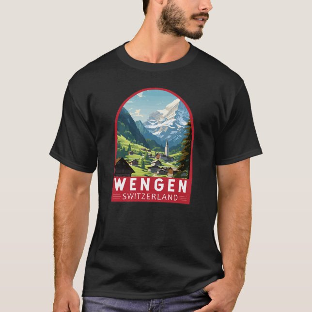 Vintagen WSchengen Schweiz Travel Art T Shirt (Framsida)