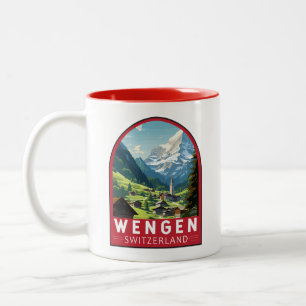 Vintagen WSchengen Schweiz Travel Art Två-Tonad Mugg