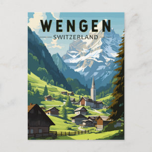 Vintagen WSchengen Schweiz Travel Art Vykort